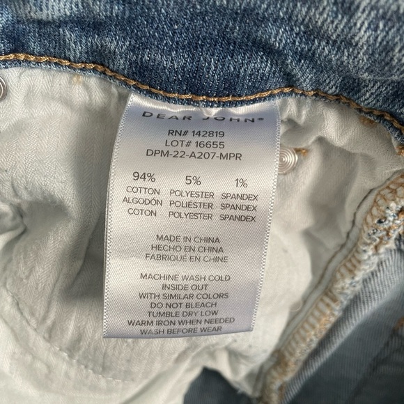 Dear John Denim Frankie Straight Leg Crop Super High Rise Distressed Jeans - Picture 9 of 9